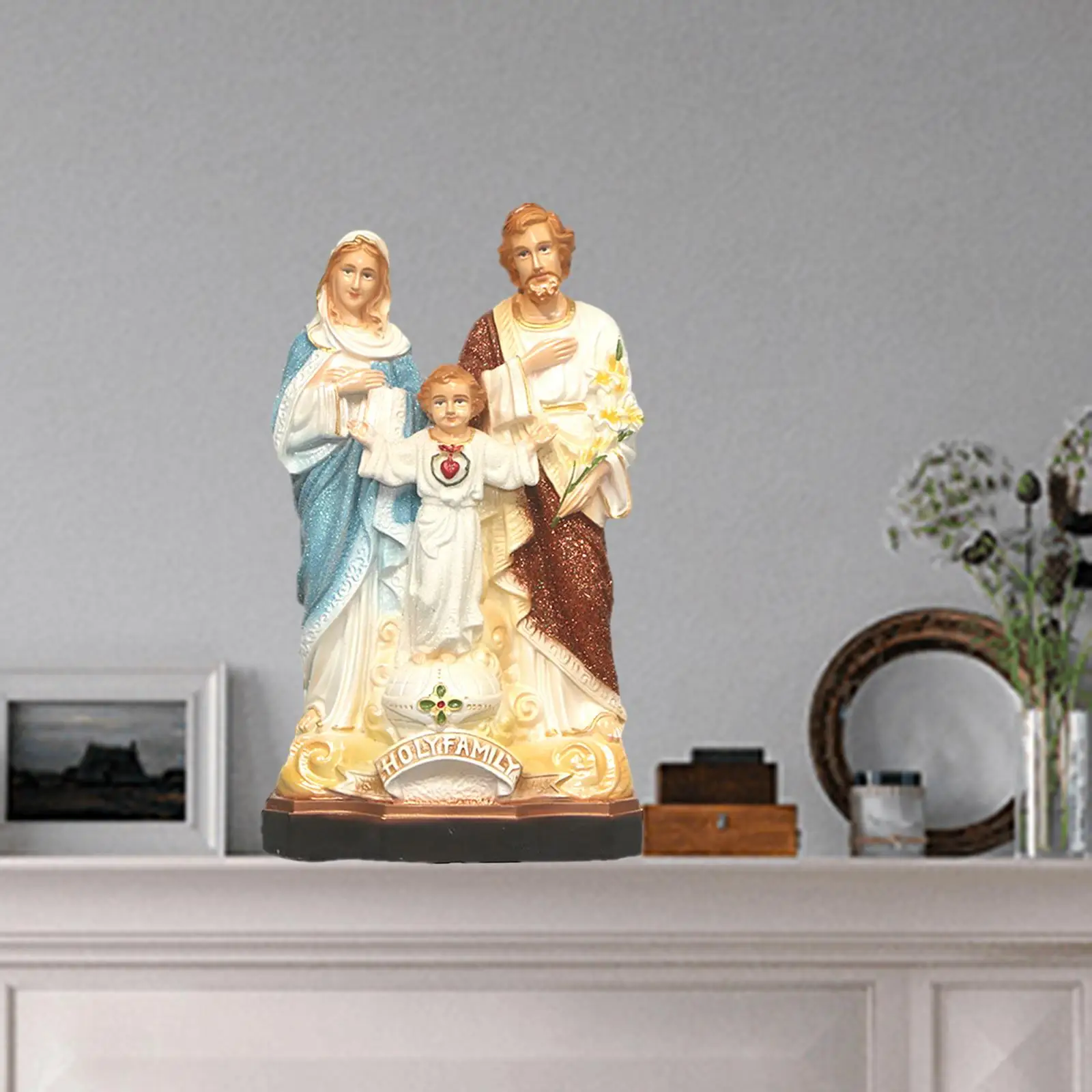 

Домашняя статуя святой семьи, религиозная скульптура, фигурки католической семьи, иисус