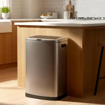 Brushed Stainless Steel Trash Can 6