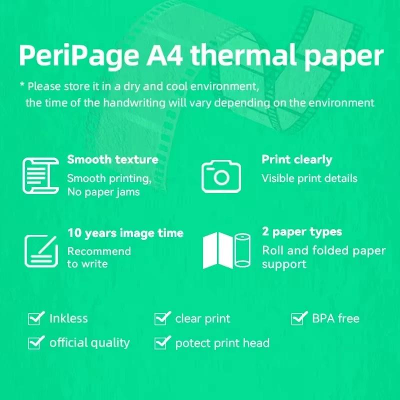 A4 Thermal Printer Paper 100 Pages Folded For A40 Printer PocketJet HPRT MT800/MT800Q thermal printer paper