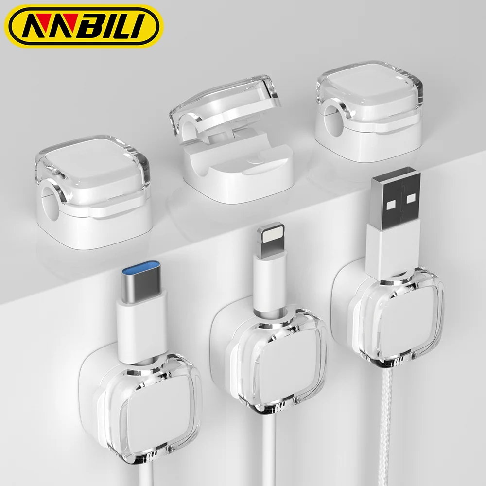 Cable Organizer Cable Management Bracket NNBILI 6PCS Magnetic Cable Clip Cable Holder Adhesive Wire Keeper Cord Organizer for Home Office Under Desk Management