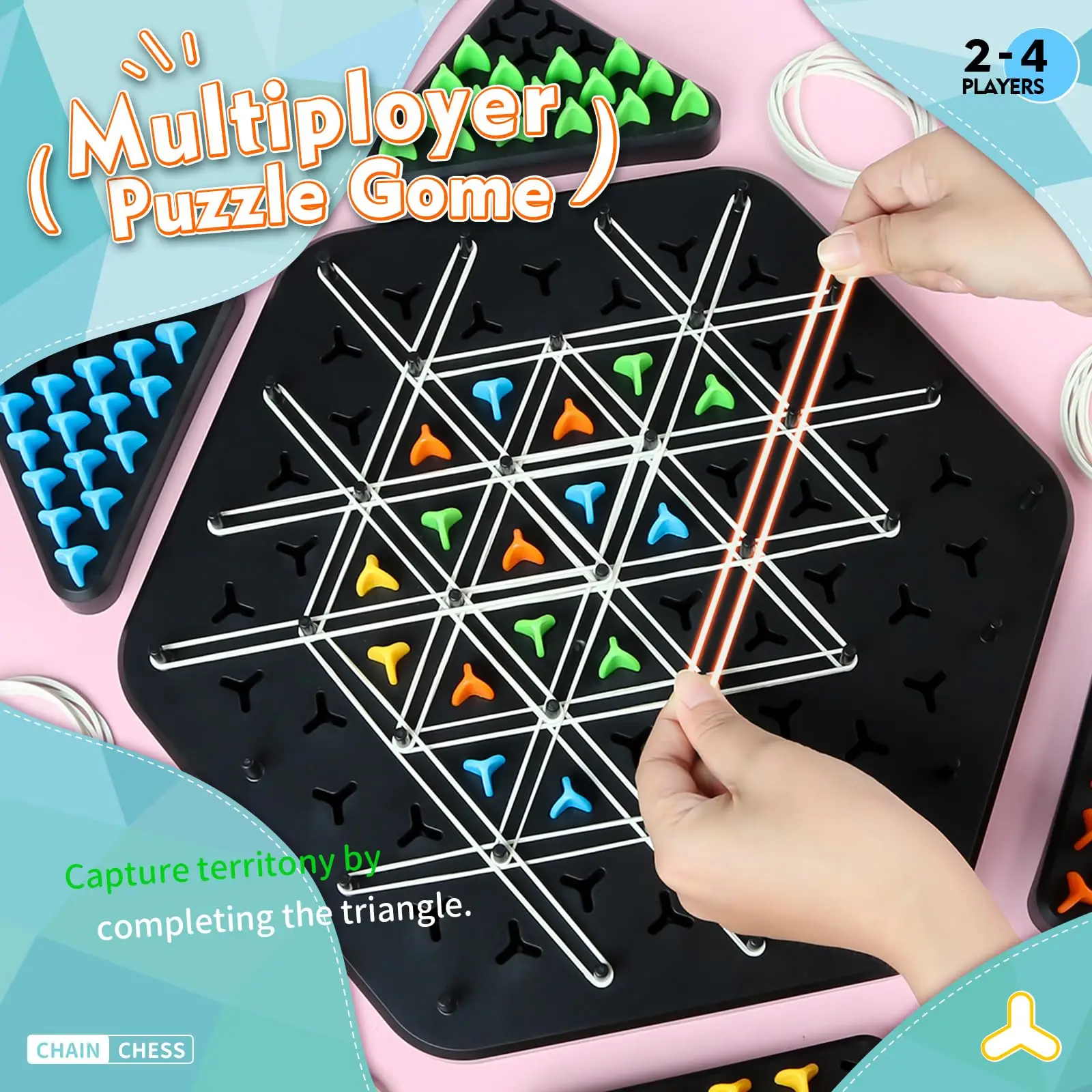 Large Size Chain Triangle Chess Game Interactive Brain Teaser Strategy Game for Kids Triangle Chess Board for Family board game table games chess puzzle game