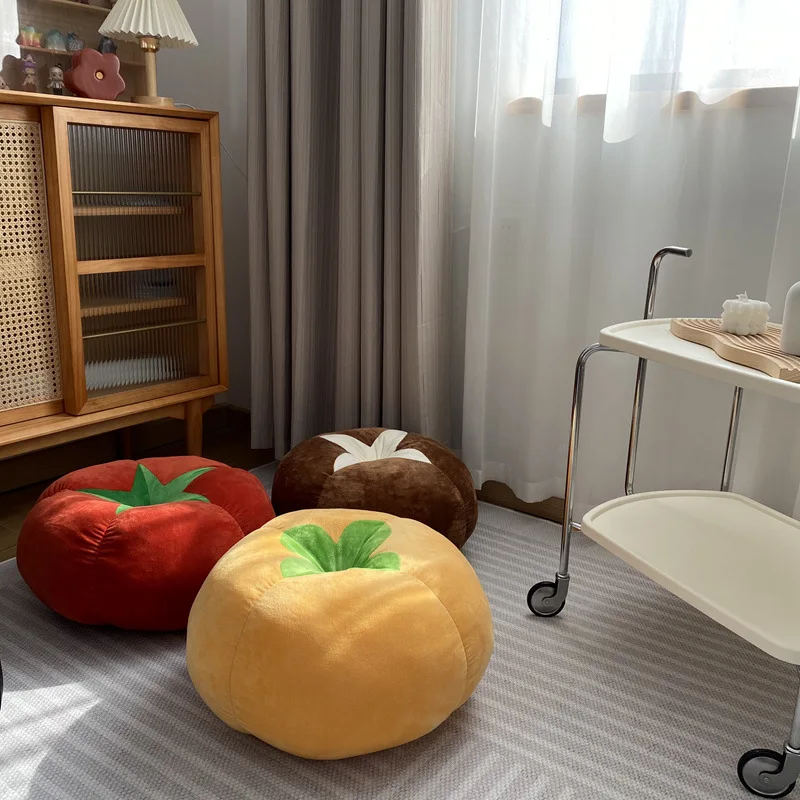 Thickened Cushion with Tomato-Shaped Pillow Vegetable Mushroom Persimmon Round Cushion Pad for Window Seat Pillows for Bedroom 6