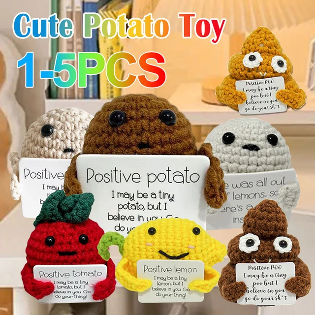  Positive Potato, 2 Inch Funny Positive Potato Gift Cute  Creative Knitted Crochet Positive Potato Interesting Wool Potato Doll Toy  For Party Decorations Birthday Encouragement