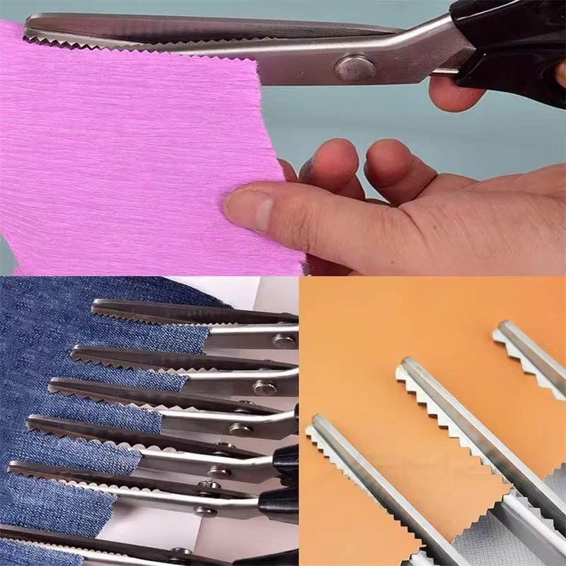 Professional Stainless Steel Dressmaking Sewing Pinking Shears 23.5cm Handled Craft Scissors Zig Zag Fabric Decorative Edge Tool sewing scissors,craft scissors