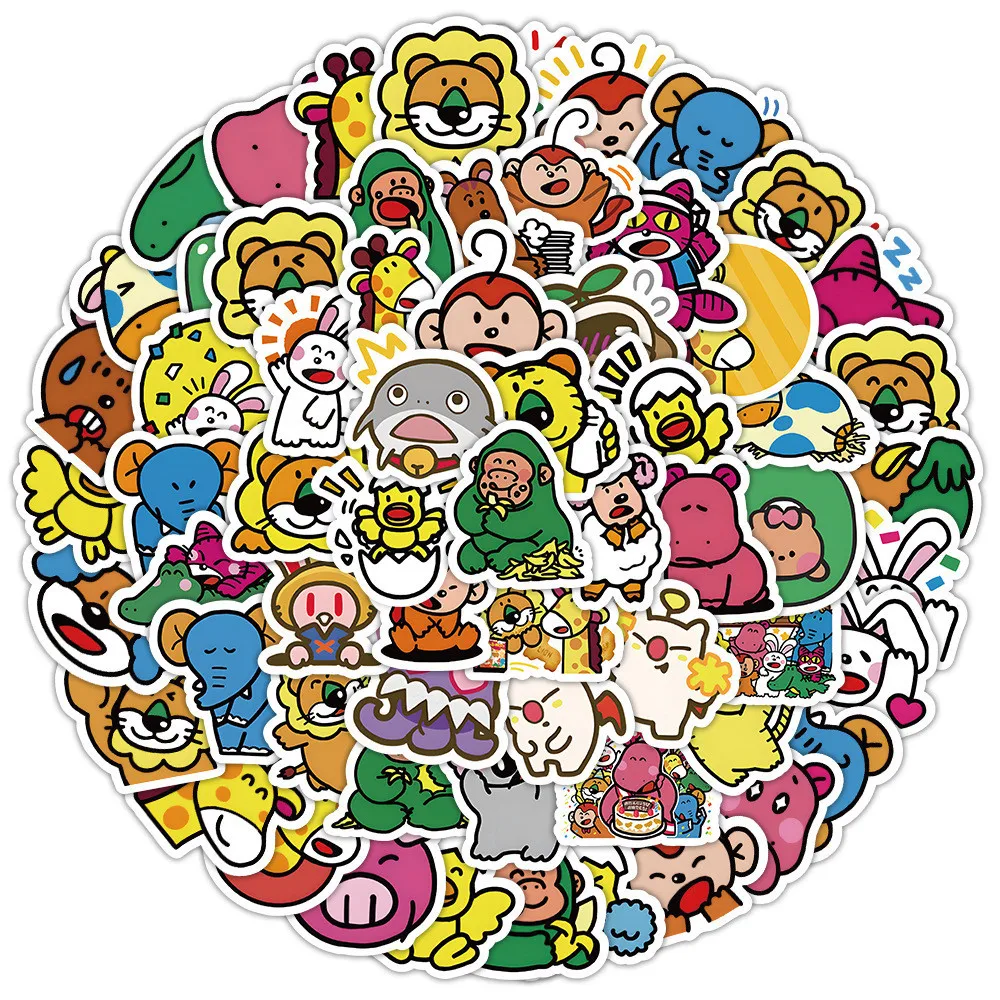 100PCS Cartoon Niedliche Tier Park Aufkleber für Helm Fahrrad Hand Konto Federmäppchen Aufkleber LanLanStickersWorld