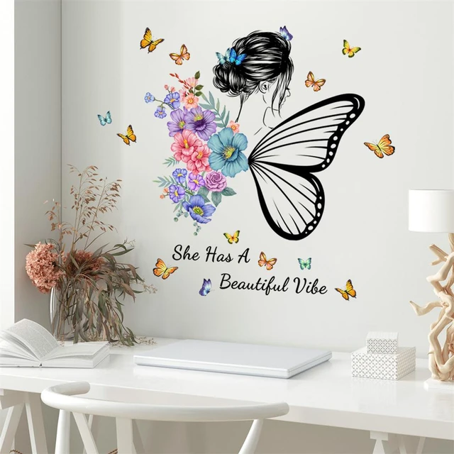 Autocollant mural auto-adhésif en PVC pour fille, gris, lune, loup, papillon,  perfecvinyle, décoration d'intérieur, salon, chambre à coucher, 1 à 10  pièces - AliExpress