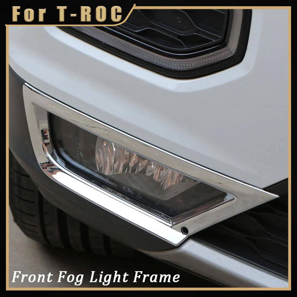 

2Pcs ABS Chrome Car Front Fog Light Frame Cover for VW Volkswagen T-ROC TROC 2018 - 2023 Fog Lamp Trim Sticker Accessories