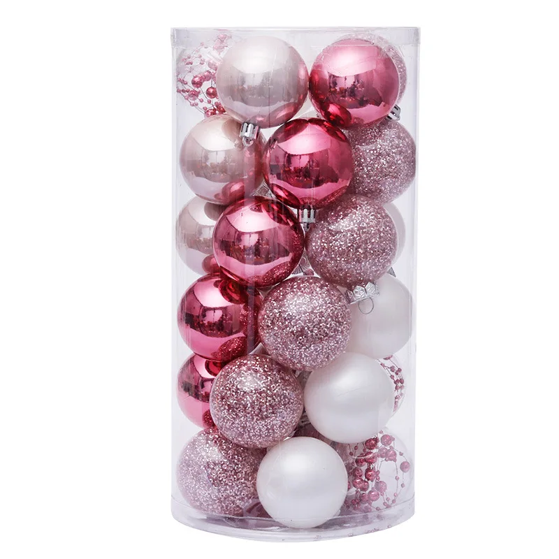 Christmas Decorations 6cm/30pcs Pink Transparent Ball Christmas Ball Set Christmas Tree Pendant