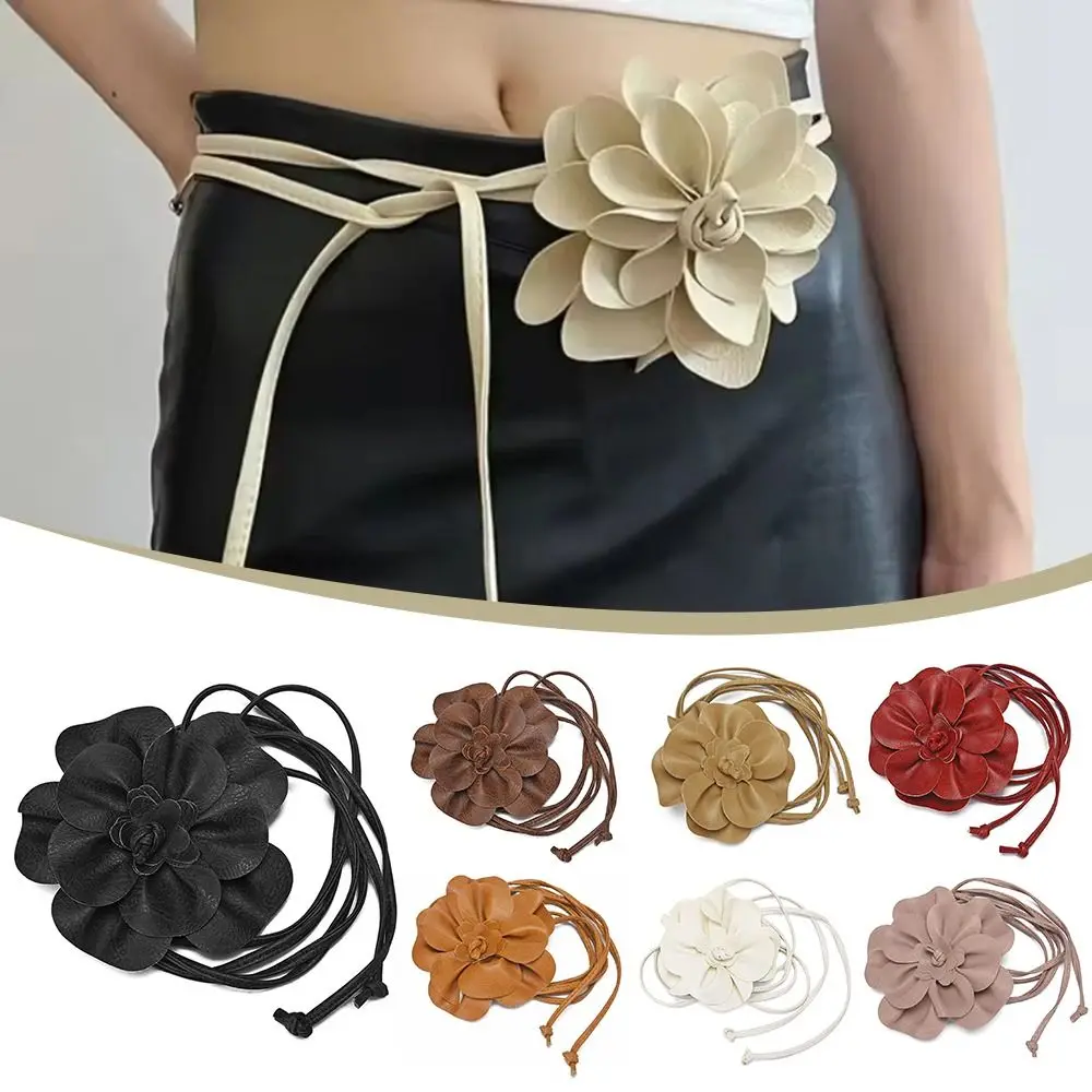 Elegant Floral PU Leather Woven Waist Belt