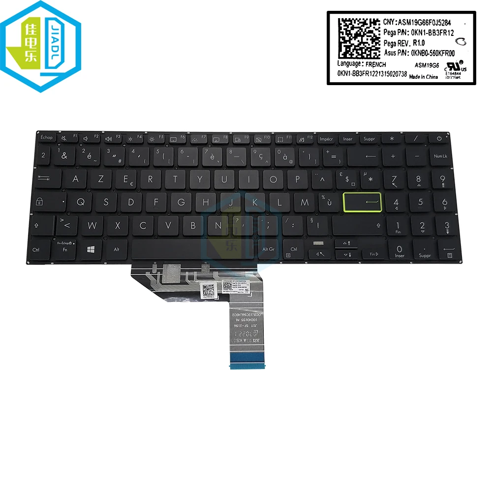 Backlight us ui Azerty Teclado Francês Asus S15 S533 S533fa-ds74 M513 Vivobook X513 X513ep-bq X513ua X513ea-bq653 510gla00 - Imagem 2