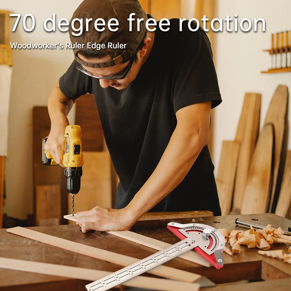 0-180 Degree Angle Gauge Woodworkers Edge Ruler Stainless Steel Protractor Angle Finder Ruler Precision Carpenter Measuring Tool