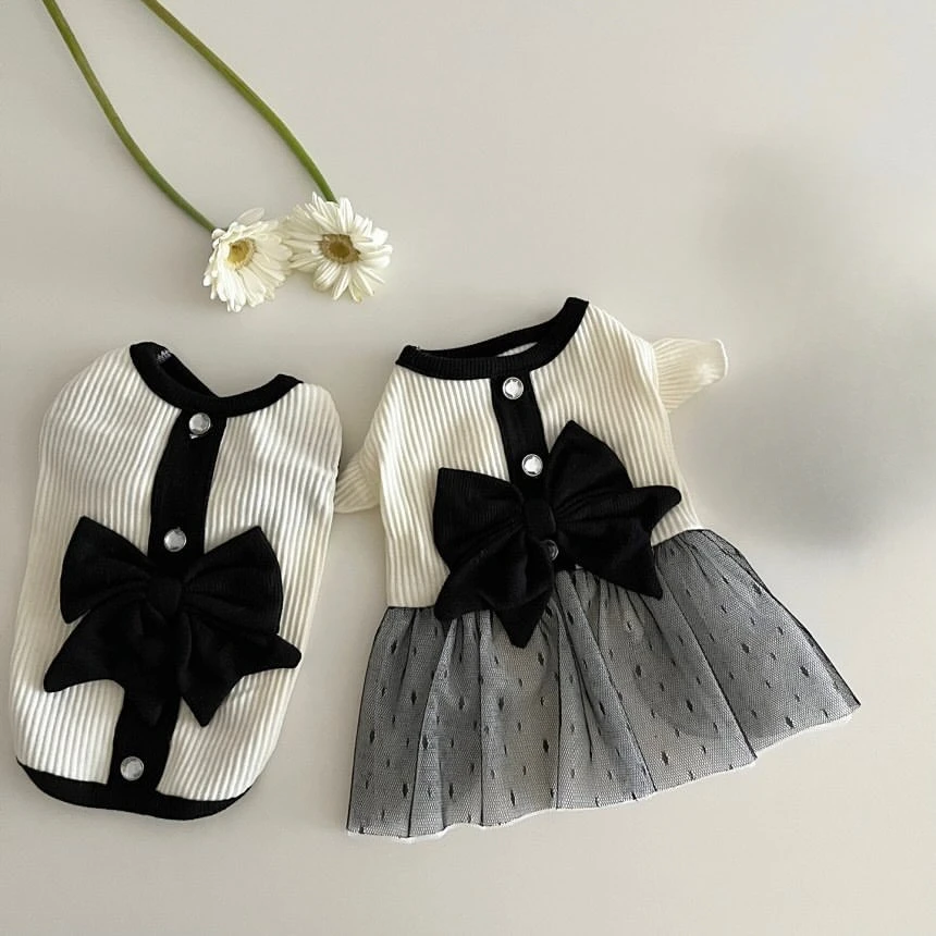 Black and White Bow Skirt for Puppy, Cat Dress, Spring and Summer