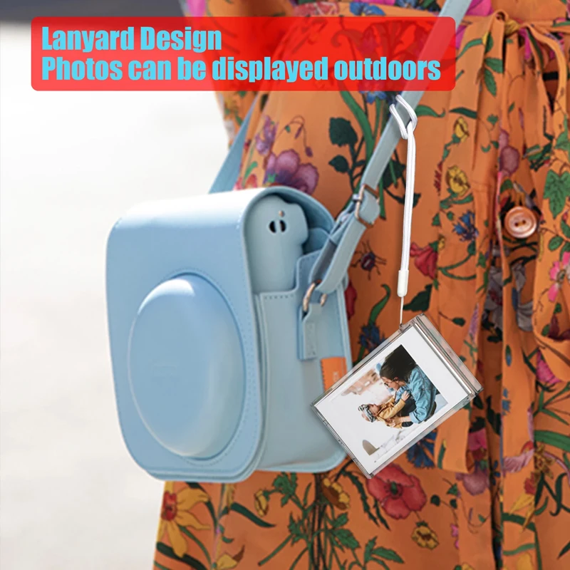3 인치 필름 투명 사진 보관 상자 인스턴트 카메라 사진 케이스 Fujifilm Instax 미니 사진 케이스 스트랩이있는 휴대용 걸이