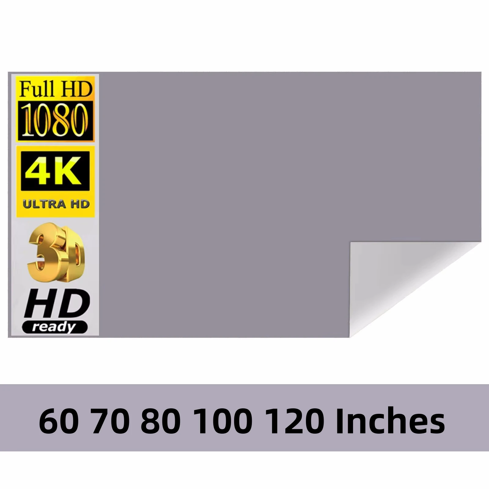 Portable Projector Screen projector screen projection screen Simple Curtain Anti-Light 60 70 80 100 120 Inch 16:9 Home Outdoor Projection Office Screen Metal Grey