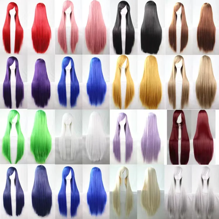 

Multi-color High Quality Color Long Straight Hair Cosplay Wig Halloween Headset Prop 80cm Wig Women Girls