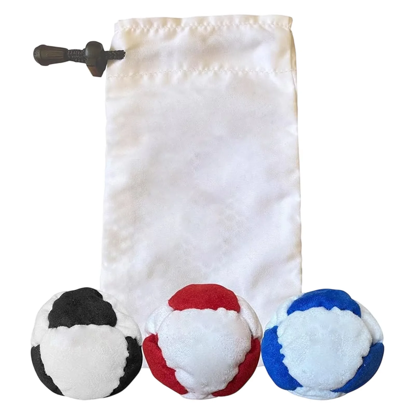 Set di 3 Hacky Sack Classici con Borsa per il Trasporto, Set di Footbag in Suede Sintetico a 8 Pannelli Riempito di Sabbia per Principianti e Giocatori - immagine 6