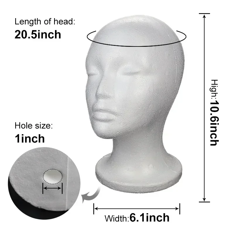 1Pcs Female Styrofoam Foam Mannequin Manikin Head Hat Glasses Display Foam Mannequin Head Model Hat Wig Display Stand Rack Tools foam mannequin head female mannequins