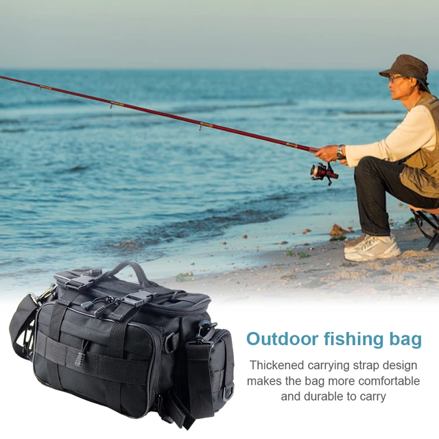 Large Capacity Fishing Gear Bag Multiple Pockets Tackle Storage Bag  Adjustable Buckle with Waist Hook Fishing Gift for Men Women