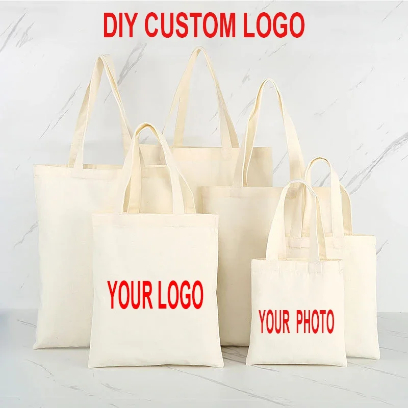 Personal Customize Women Tote Bag Linen Canvas Bag Print Your Pictures Shopping Bags Cotton Eco Grocery Totes