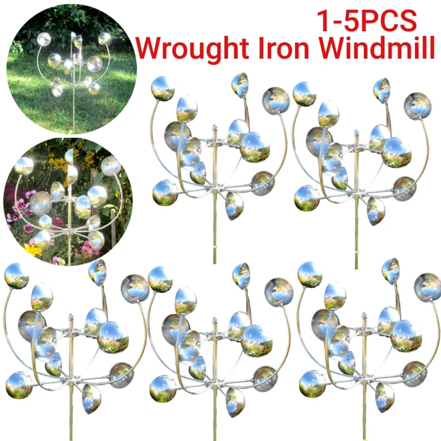 Dekoratív Szélmalmok Kovácsoltvas Kültéri Szélmalom Szobor Ezüst Művészeti Kézműves Udvari Dísz Otthoni Dekoráció A Gyepkerthez