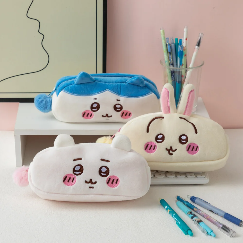 Neues Yiji Federmäppchen Hachiware Usagi Federmäppchen im japanischen Stil, niedliches Plüsch-Schreibwaren-Etui, Schreibtisch-Federmäppchen mit großer Kapazität