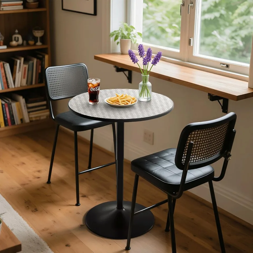 ラウンドアイアンバーテーブルトップ、高さ40.9インチ、モダンな