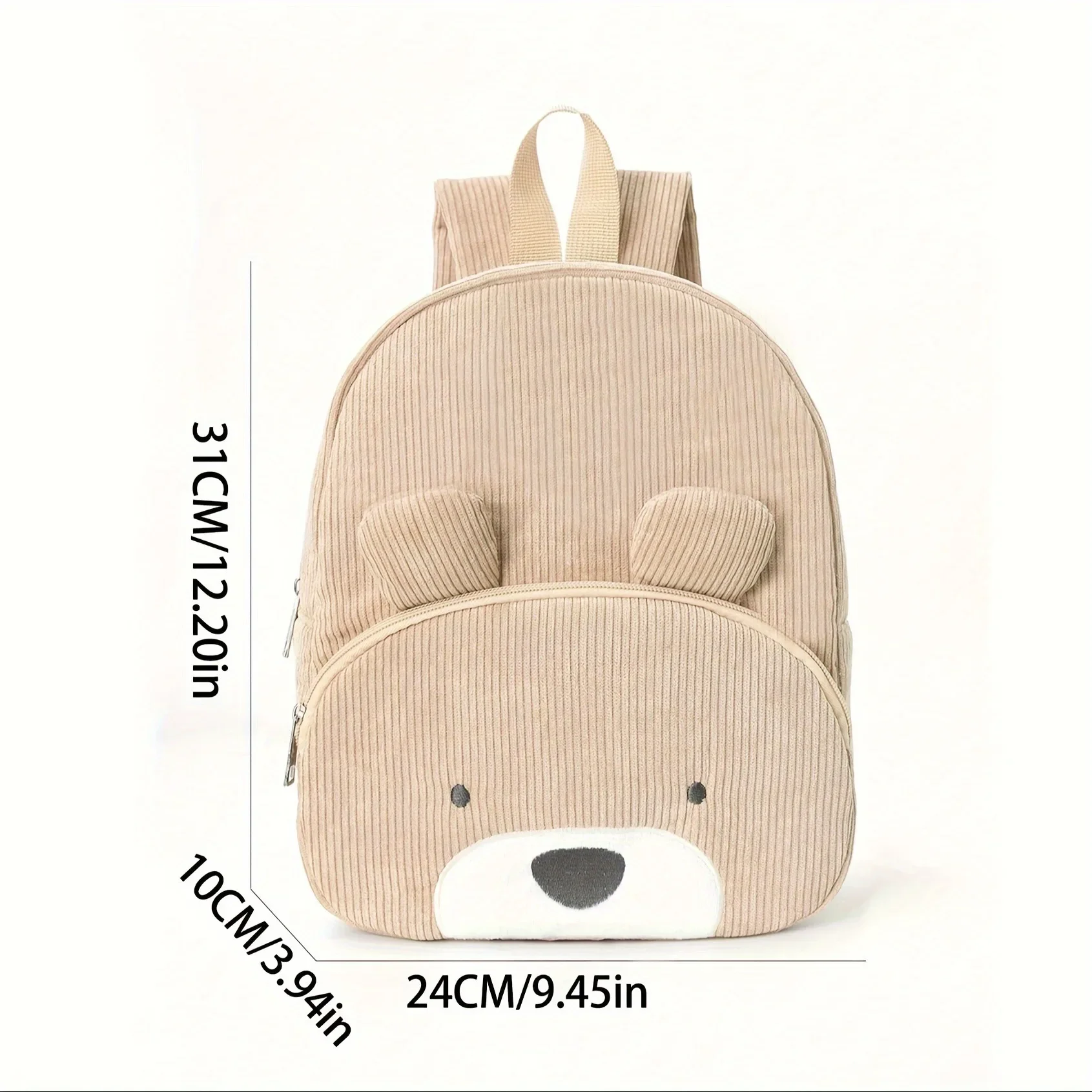 Korean Canvas Kids Backpack Corduroy Children's Handbags for Girl Kindergarten Boy Schoolbag Cartoon Bear Fox Toddler Bag 2024 3