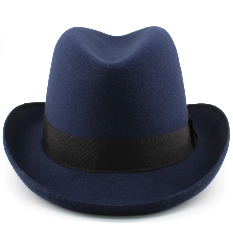 Männer Frauen Federband Wollmischung Homburg Hüte Woll-Fedora-Kappen Trilby Sonnenhut Reise Party Einstellbar UK M-L US 7 1/8-7 3/8 – Detail 14
