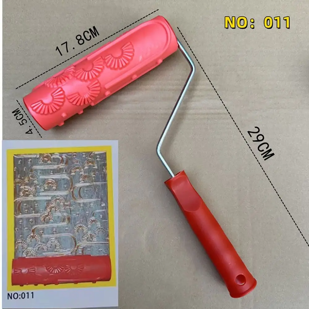 손잡이가 있는 고무 모조 목재 그레인 패턴 페인트 롤러, DIY 페인트 질감 안료 인쇄 벽 페인팅 롤러, 가정용 도구