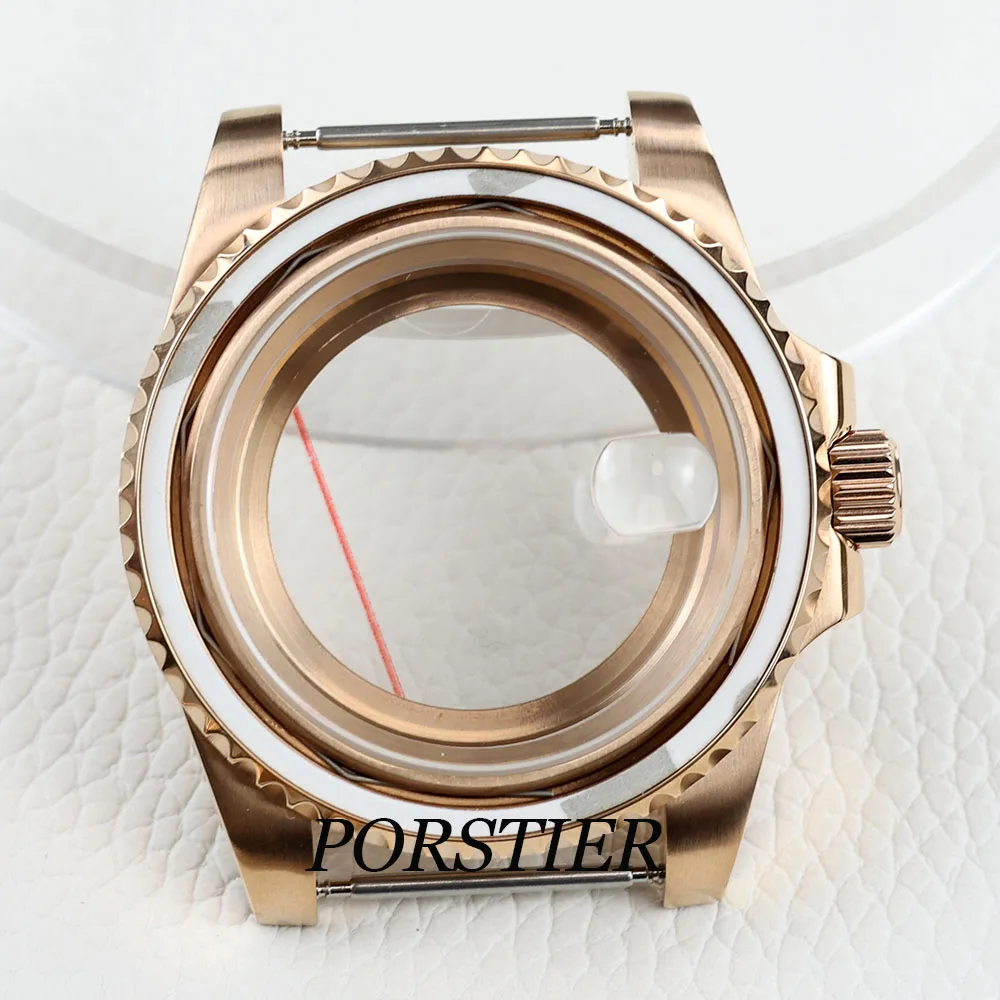 NH35 Case 40mm rose gold Sapphire Crystal Glass Waterproof for NH35 NH36 movement 28.5mm Dial Submariner GMT Yacht watch case
