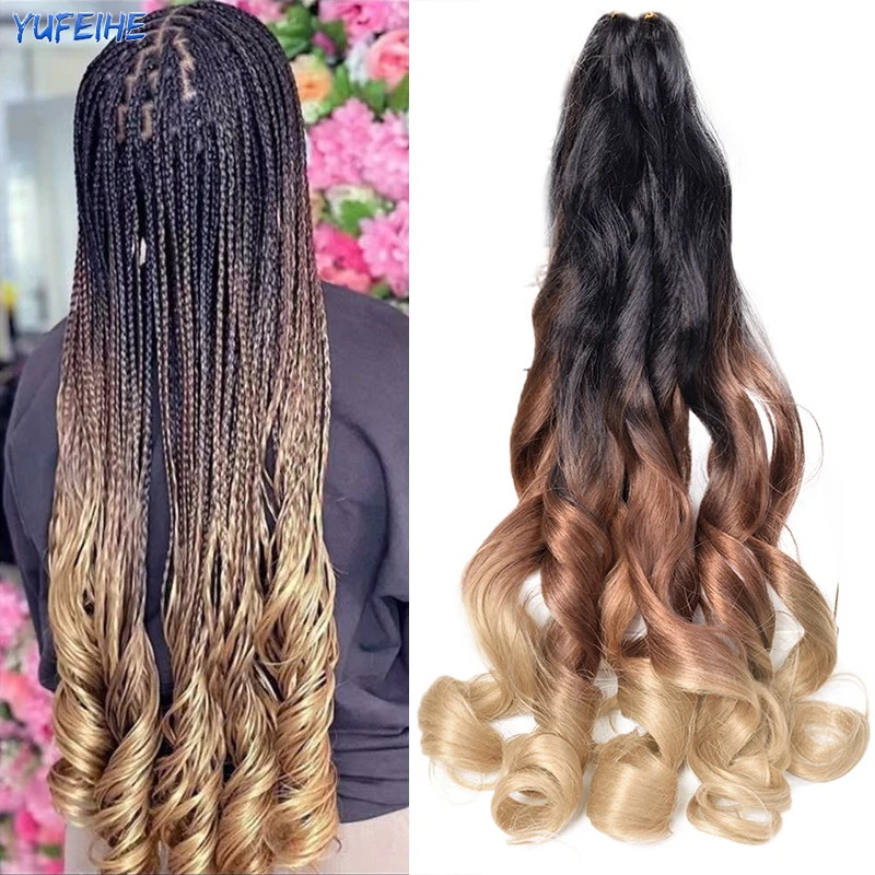 

French Curls Braiding Hair Crochet Hair Synthetic Pre Stretched Hair Extensions Spiral Curly Black Blonde Braids Hair for Women