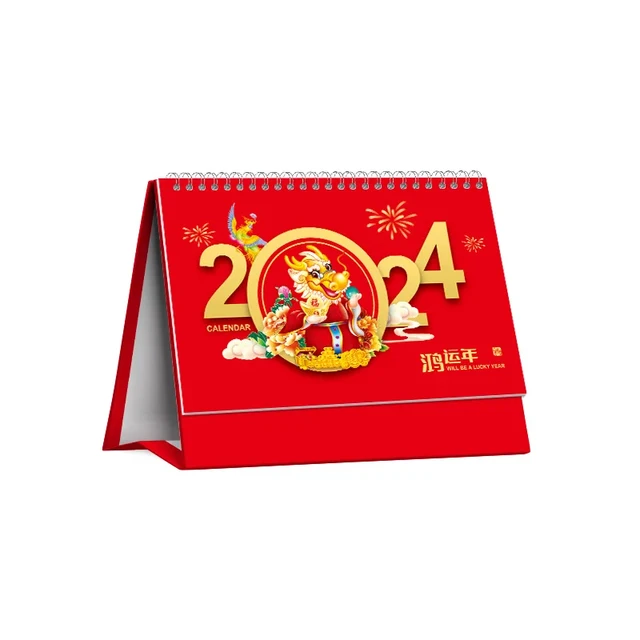 2024 Chinese New Year Standing Desktop Calendar Year of The Dragon Calendar  Monthly 12 Months Stand Up Calendar - AliExpress