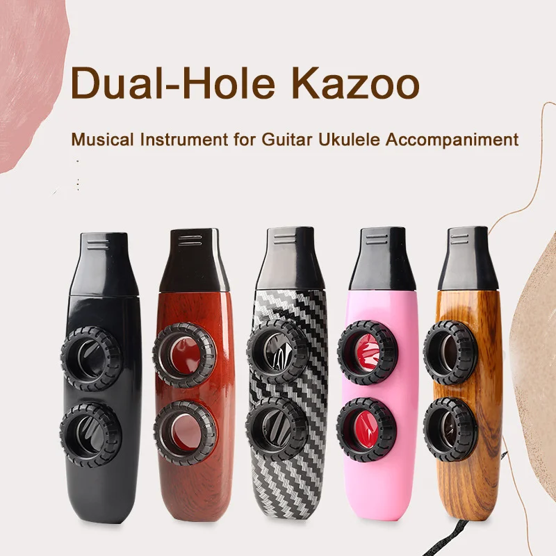 이중 구멍 Kazoo 악기, 기타 우쿨렐레 반주를위한 경량 내구성 그레인 디자인 연습 Kazoo