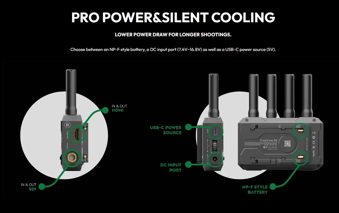 Accsoon CineView SE Wireless Transmitter HDMI+SDI 2.4GHz+5GHz Dual Band 50ms Lat