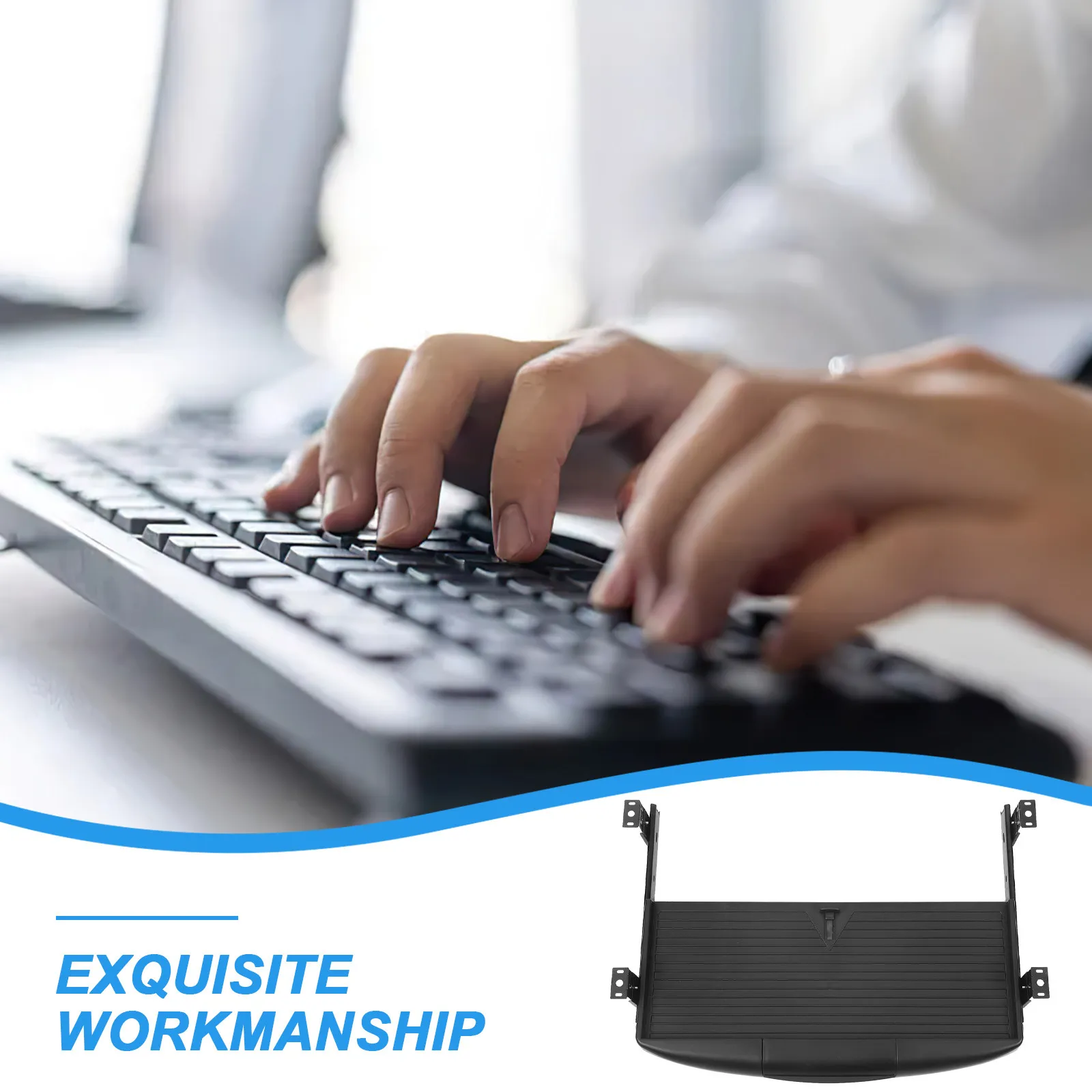 키보드 트레이 이중 레이어 책상 아래 슬라이드 아웃 풀 익스텐션 서랍 레일 조절 가능 키보드 가이드 레일 수납 트레이 사무실용