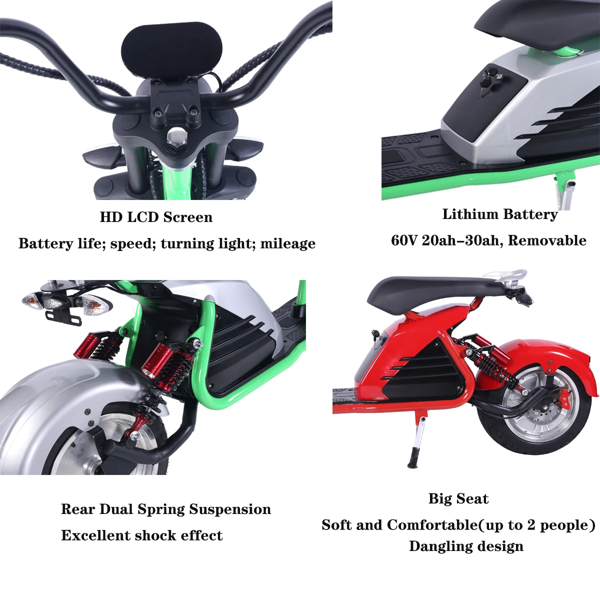 Adult Electric Motorcycle 3000W Motor Max Speed 75 KM/H 18 Inch Fat Tire 60V30AH Mileage 60-80KM 2 Wheel E Scooter