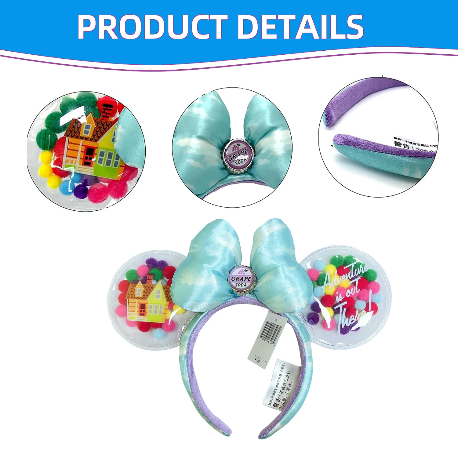 Disney Ears Headband Big Bows Sequins Headset Mickey Minnie