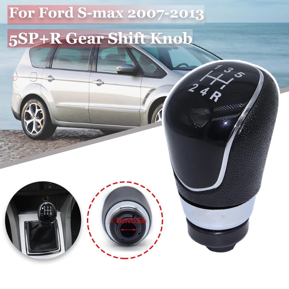 

5SP+R Gear Shift Knob For Ford S-max 2007-2013 Fiesta MK7 Focus MK2 FL Transit-Connect MT M12 Shifter Gearstick Lever Pen Handle