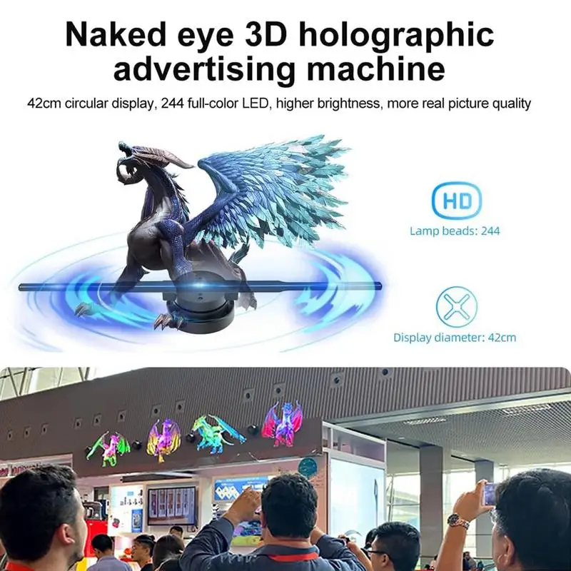 3D Hologram Fan WiFi 3D Holographic Projector Advertising Display Light HD Holographic Projector for Stores Bars Party Xmas