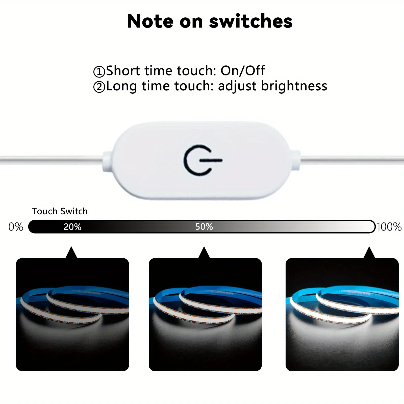USB LED Light Strip Flexible COB Ribbon 320Leds/m Touch Dimmer Control 5V High Density RA90 Rope Tape Lamp for TV Mirror Cabinet