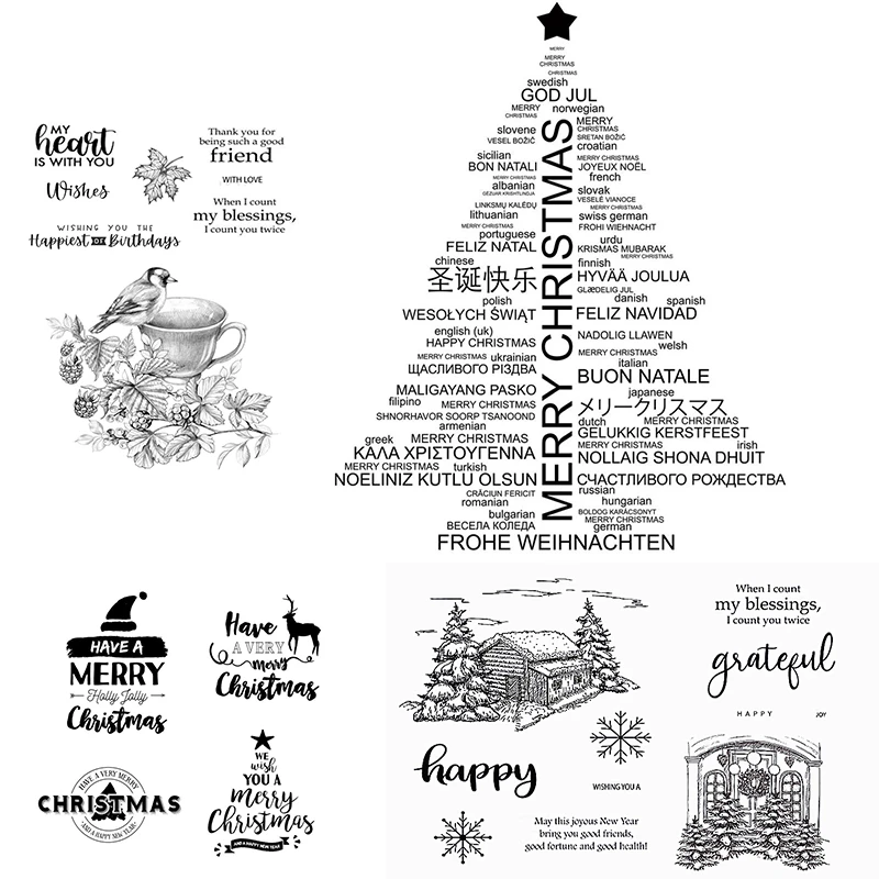 Merry Christmas 2023 clear rubber stamp and embossing folder