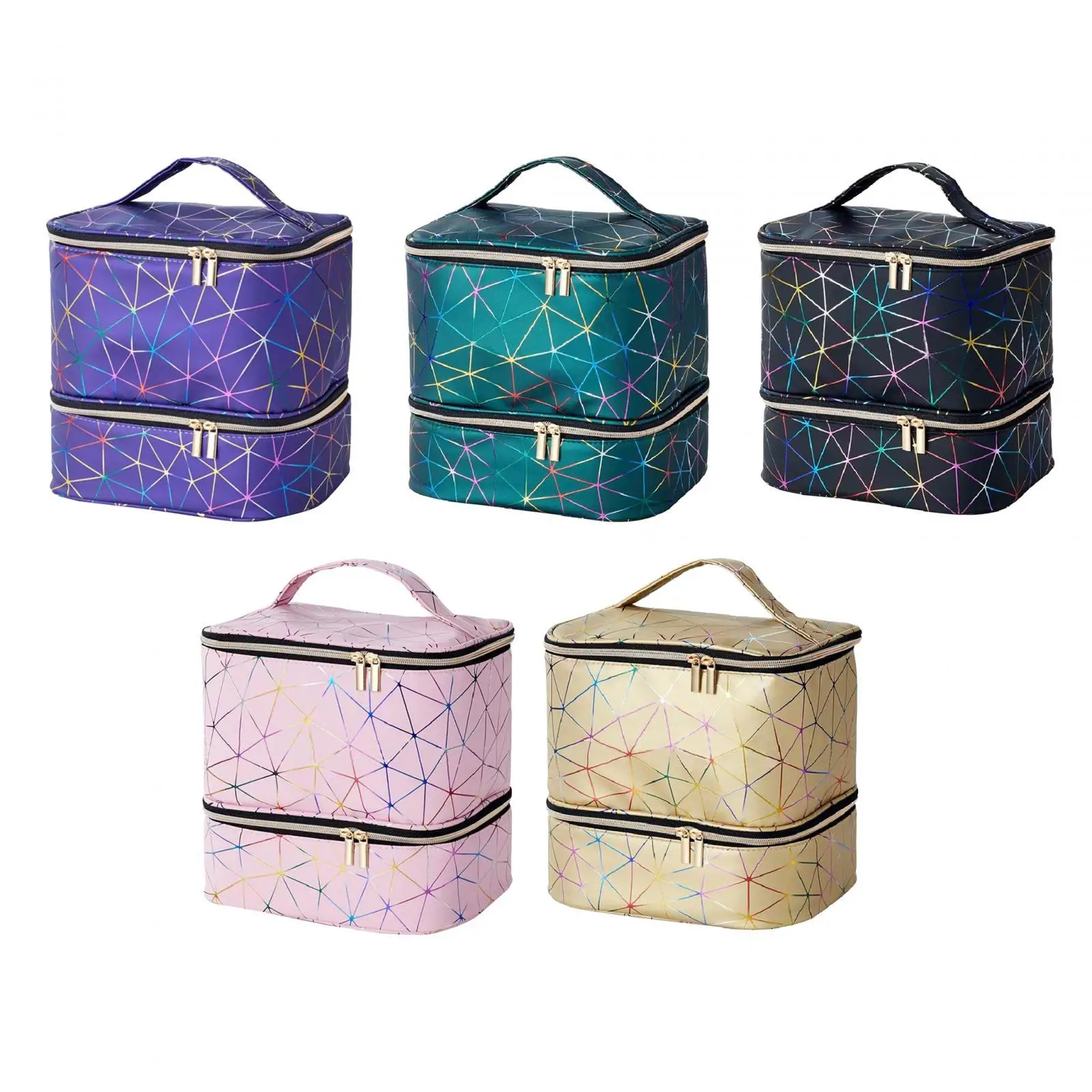 

Double Layer Carrying Bag Storage Cosmetic Case Nail Polish Organizer Case