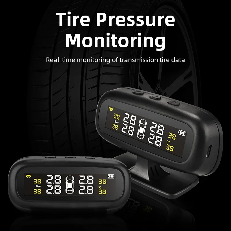 Sistema di monitoraggio della pressione dei pneumatici Avviso di temperatura Carburante TPMS solare Manometro della pressione dei pneumatici per auto Monitor ad alta precisione Allarme automatico - Image 2