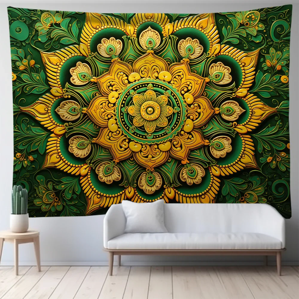 Tapestry Decorations Nordic Tapestry Large Mandala Series Room Background Cloth Ins Royal Green Wall Hanging Home Decoration Bohemian Art Tapestries