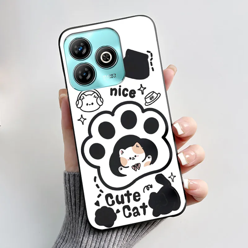 Aesthetic Cute Cat Black Shockproof Silicone Back Cover