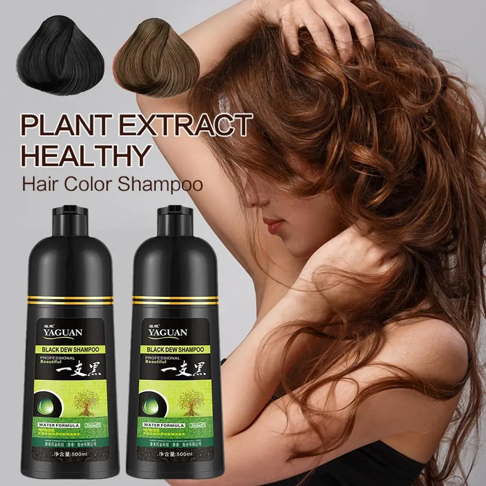 

500ml Organic Natural Fast Hair Dye Black Shampoo Plant Essence Black Hair Color Dye Shampoo For Cover Gray White Hair New