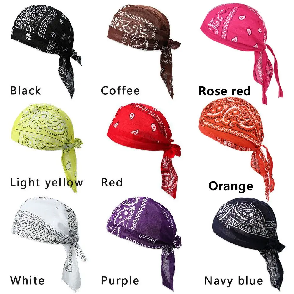 Fashion Party Hat Headscarf Hip-Pop American Outdoor Sports Pirate Hat Cotton Printed Single Cashew Multi-Color Headscarf