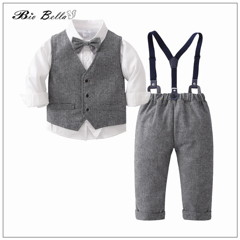 

Gentlemen Boy Baby Clothing Sets Spring Autumn Soild Fashion Child Birthday Wedding 1-5 Yrs Kids Outfits Suit Vest Thirt Outfits