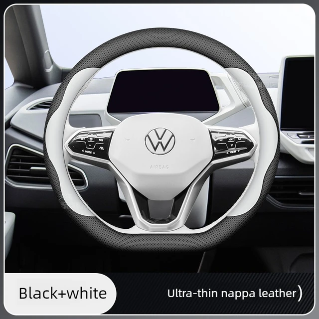 Leather Car Steering Wheel Cover for Volkswagen Id4 Tiguan Atlas Polo Taigo Caddy Tayron Virtus Touareg Teramont Pro 2011-2026 1