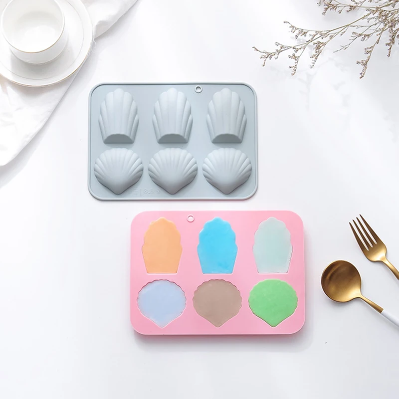 마들렌 디자인 초콜릿 무스 몰드, DIY 쉘 케이크 실리콘 몰드, 프랑스 디저트 케이크 장식 도구, 제빵기, 6 홀